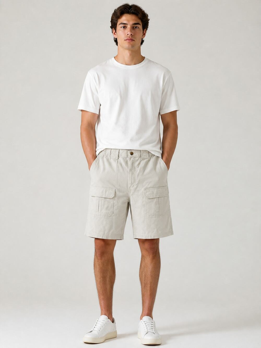 Croft & Barrow Men's Beige Side Elastic Cargo Shorts 46 - Picture 1 of 8